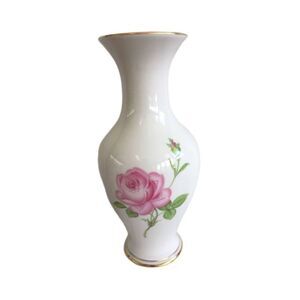 Antique Meissen Pink Rose Vase 1934-1945 Fine White Porcelain Original German